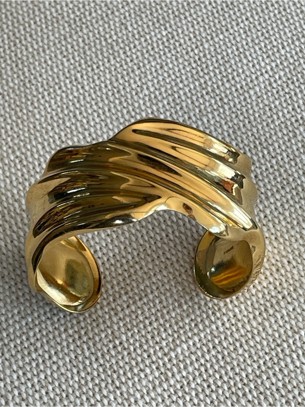 Vintage Napier Gold-Toned Sculptural Wide Cuff Bracelet